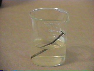 Reaction of iron with water.